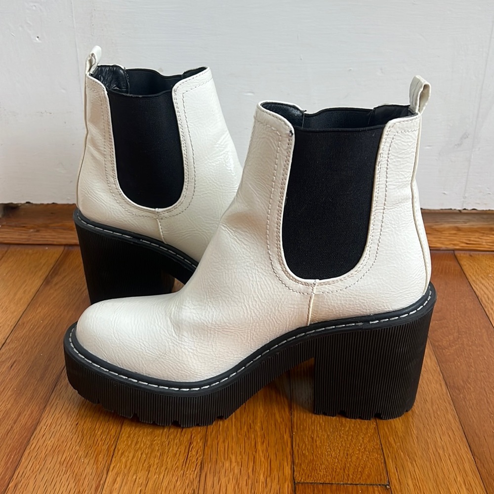 White platform booties